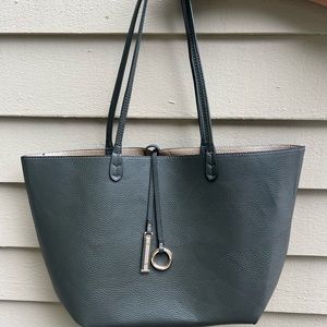 Faux leather two tone tote